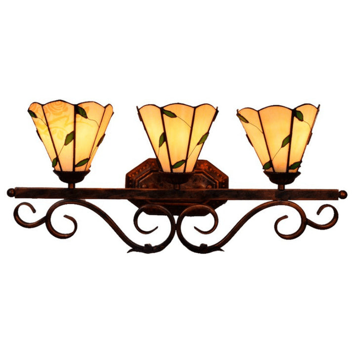 Lámpara de Aplique de Pared de 3 Luces de Vidrio Tiffany Hoja Europea 