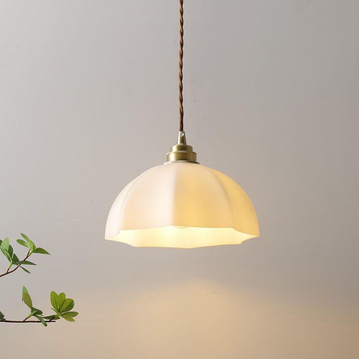 Minimalistische japanische Glaskuppel 1-Licht Pendelleuchte 