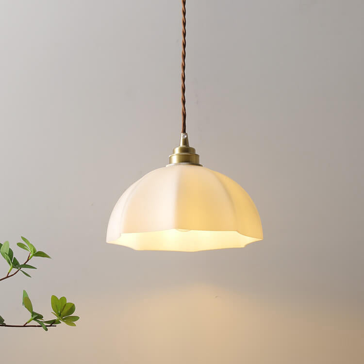 Minimalist Japanese Glass Dome 1-Light Pendant Light