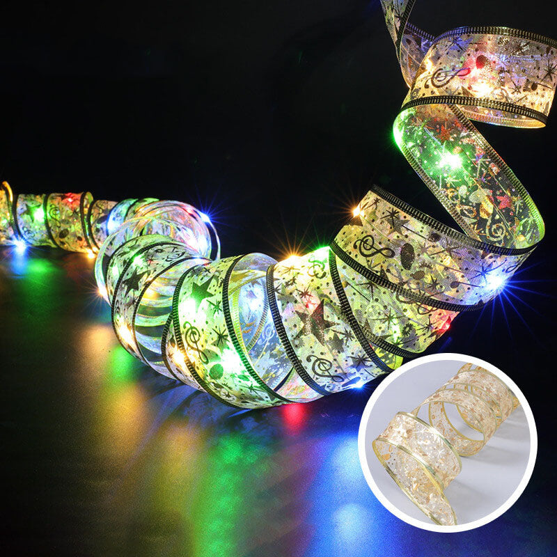 Christmas Tree Decoration Ribbon Gift LED String Lights