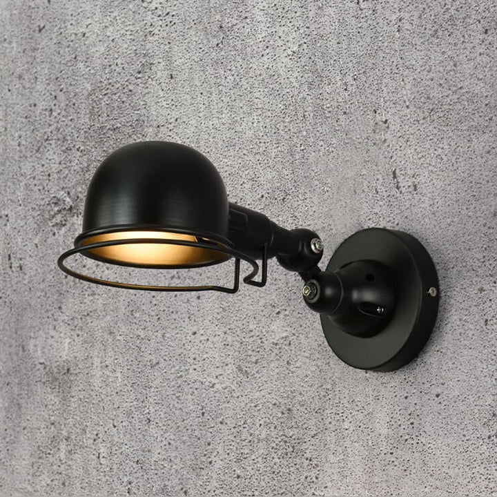 Applique murale 1 lumière rotative avec abat-jour en dôme en fer industriel 