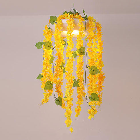 Retro Gelbe Blumensimulation Pflanzen 1-Licht Pendelleuchte 