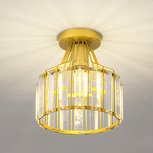 Modern Crystal Dome 1-Light Semi-Flush Mount Ceiling Light