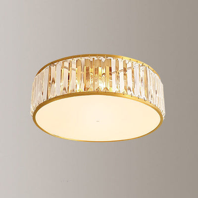 Modern Brass Crystal Round 3/4 Light Flush Mount Ceiling Light