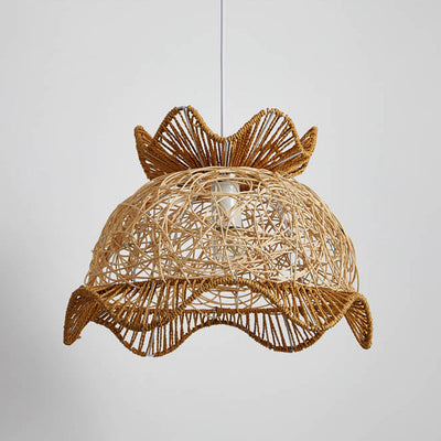 Rattan Weaving Scalloped Dome 1-Licht-Pendelleuchte 