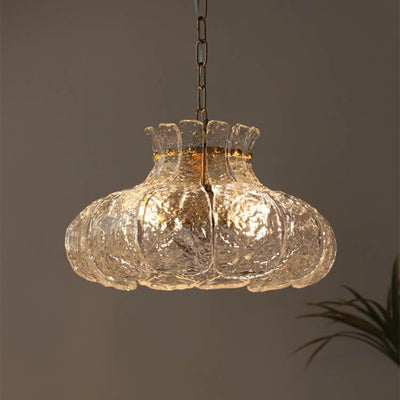 Vintage Ice Melting Glass Pear Shaped 4-Light Chandelier