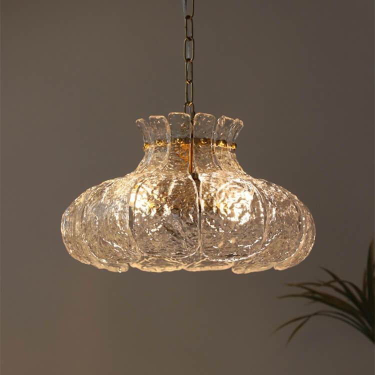 Vintage Ice Melting Glass Pear Shaped 4-Light Chandelier