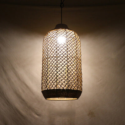 Retro Hemp Rope Weaving Column 1-Light Pendant Light