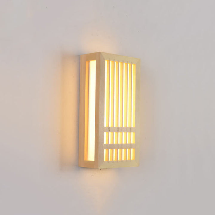 Modern Minimalist Solid Wood Acrylic Rectangular LED  Wall Sconce Lamp for Living Room
