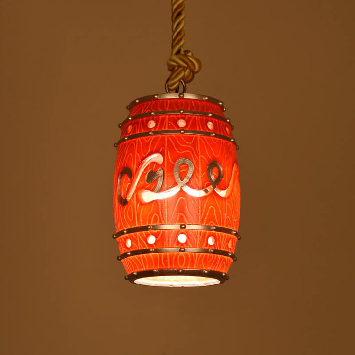 Lámpara colgante de 1 luz de resina de barril de vino vintage 