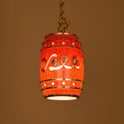 Vintage Wine Barrel Resin 1-Light Pendant Light