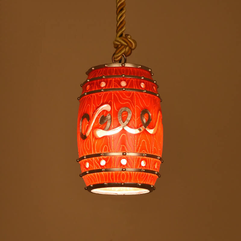 Vintage Wine Barrel Resin 1-Light Pendant Light