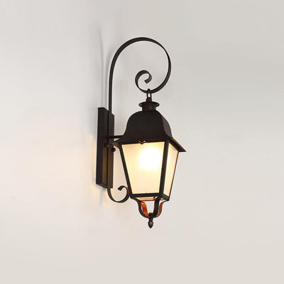 Retro European Square Arc Arm Outdoor Waterproof 1-Light Wall Sconce Lamp