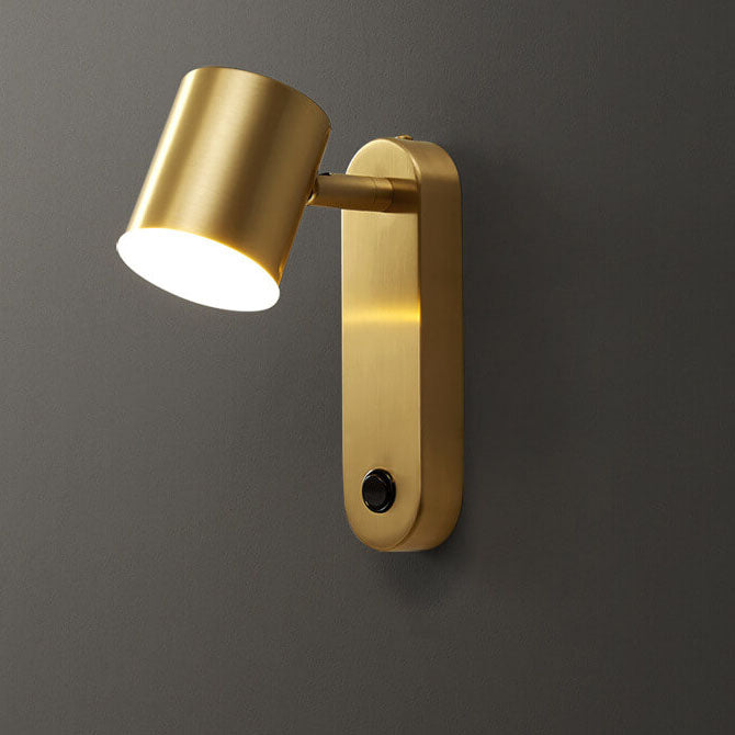 Aplique de pared LED de 1 luz con cilindro de cobre minimalista 