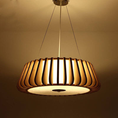 Contemporary Nordic Solid Wood Round Shape 3/4/5 Light Ceiling Light For Living Room