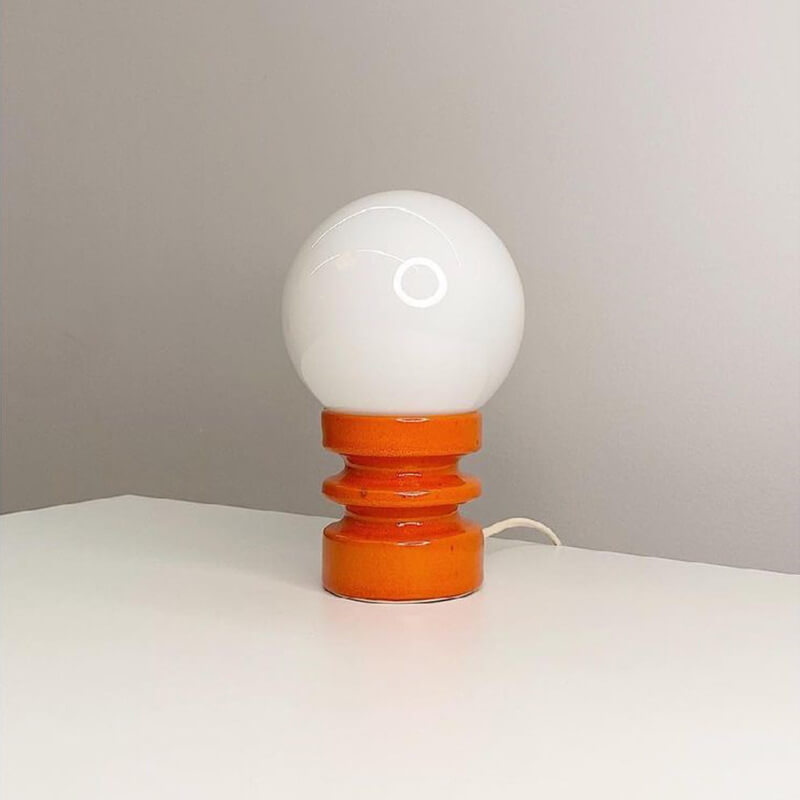 Lámpara de mesa vintage de vidrio sólido naranja de 1 luz 