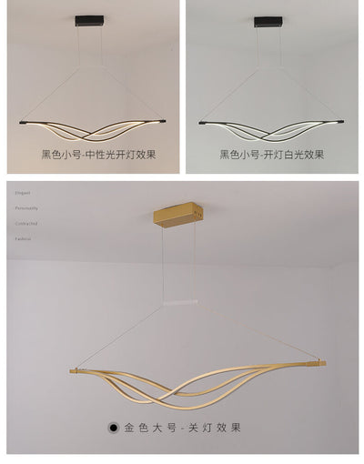 Nordic Long Curved Line LED Art Chandelier
