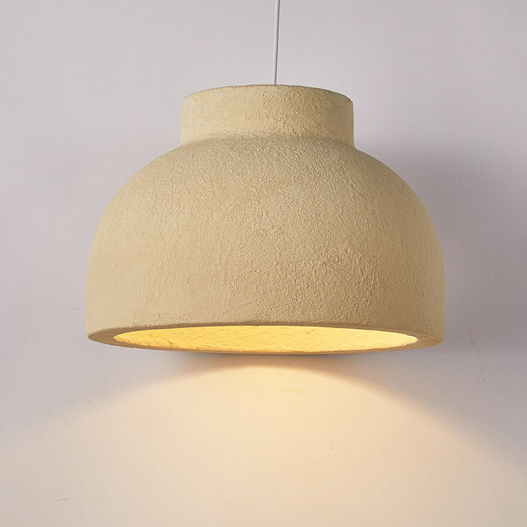 Minimalist Handmade Earthy Yellow Bowl-shaped 1-Light Pendant Light