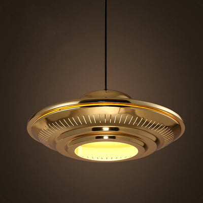 Industrial Vintage Iron Flying Saucer 1-Light Pendant Light