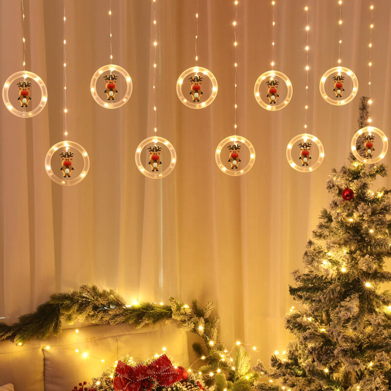 Décoration suspendue de poupée de cercle de noël, guirlande lumineuse USB à 10 LED 