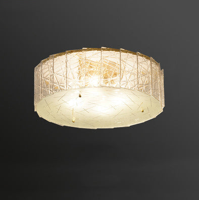 Modern Snowflake Glass Round Brass 4-Light Flush Mount Ceiling Light