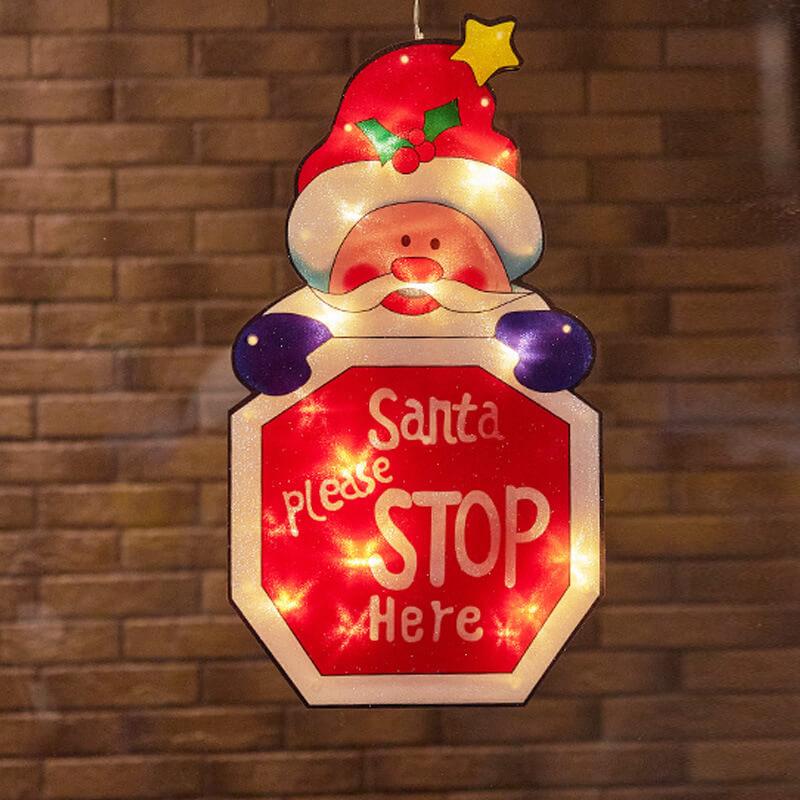 Décoration de fenêtre à ventouse avec lumières de Noël à l&