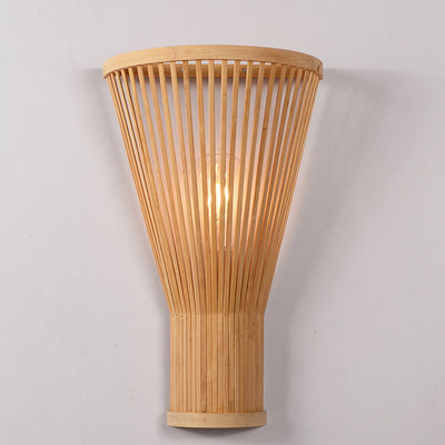 Vintage Bamboo Half Fan 1-Light Wall Sconce Lamp