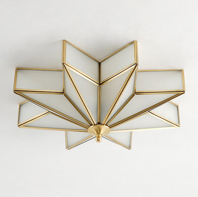 Modern Luxury Brass Pentagram 4-Light Flush Mount Ceiling Light