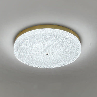 Modern Glass Brass Round LED Flush Mount Ceiling Light