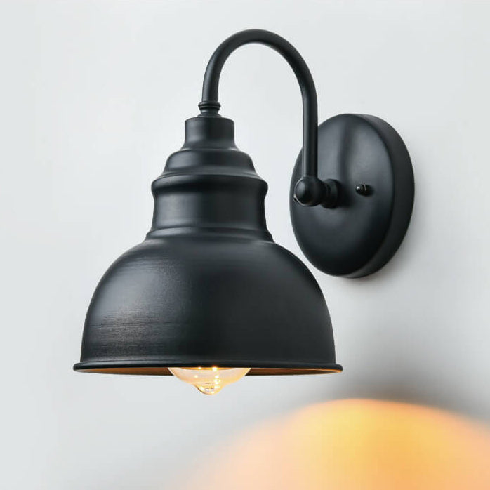 Retro Dome Iron Outdoor Waterproof 1-Light Wall Sconce Lamp