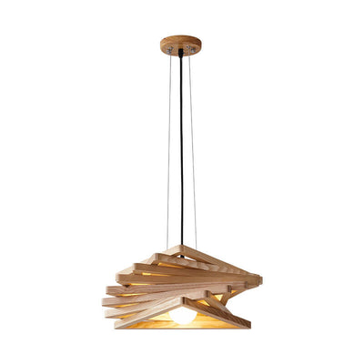 Nordic Ash Wood Geometric 1-Light Pendant Light