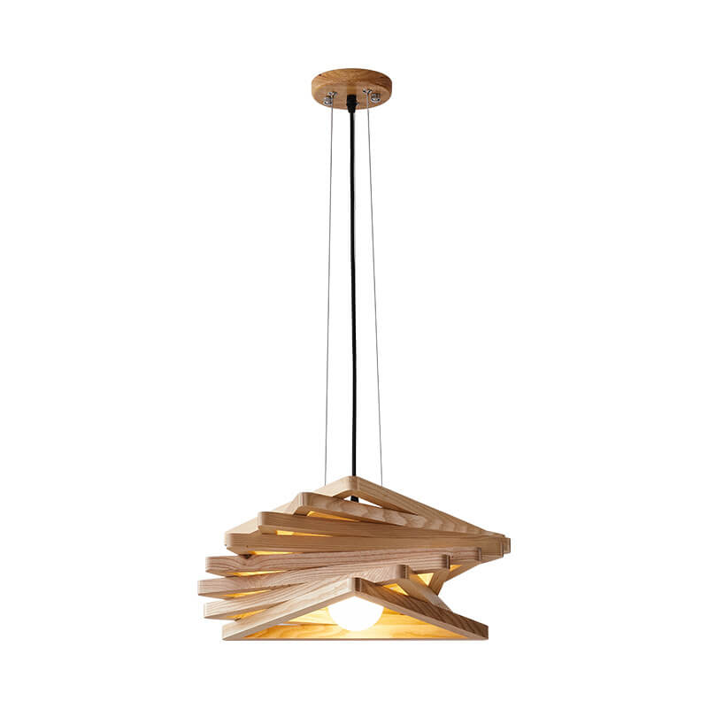 Nordic Ash Wood Geometric 1-Light Pendant Light