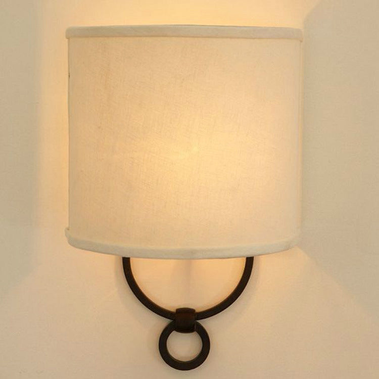 Retro Industrial Fabric Iron Ring 1-Light Wall Sconce Lamp
