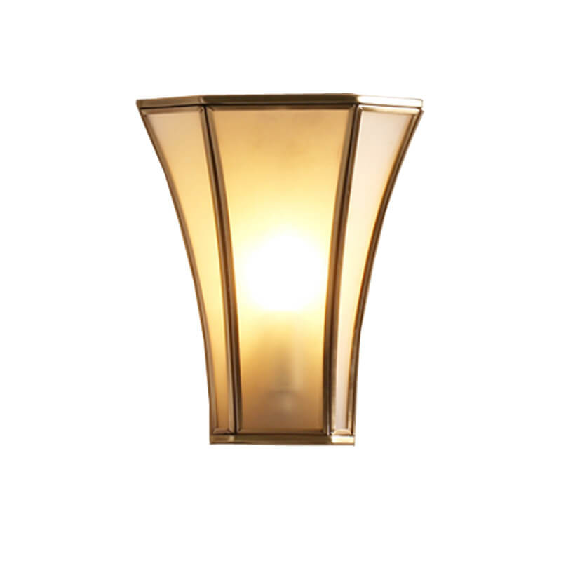 Traditional Vintage Glass Brass Column 1-Light Wall Sconce Lamp For Living Room