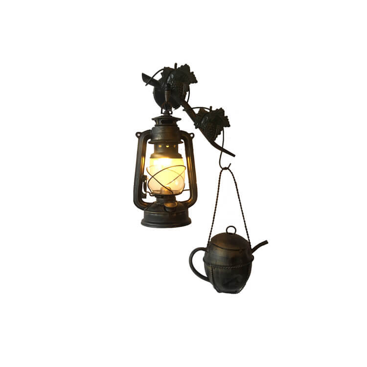 Vintage Kerosene Lamp Kettle 1-Light Wall Sconce Lamp