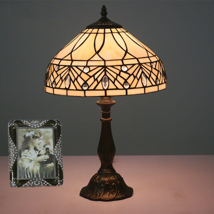 Lámpara de Mesa de 1 Luz con Vidrio de Piedras Preciosas Barroco Tiffany 