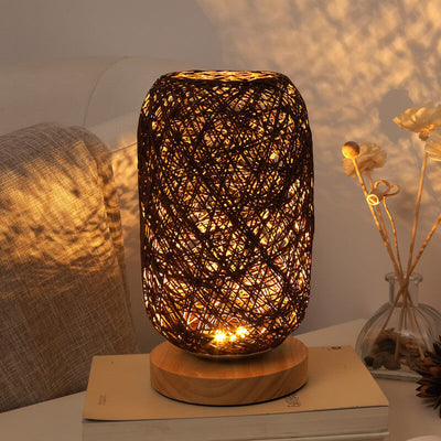 Creative Twine Rattan Ball LED Dimmable Decorative Night Light Table Lamp