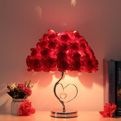 European Romantic Rose 1-Light Decorative Table Lamp