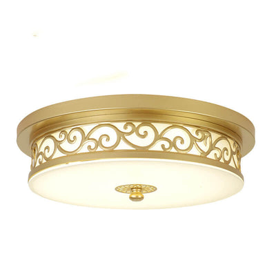 Vintage Circle Patterned Edge Iron 1-Light LED Flush Mount Ceiling Light