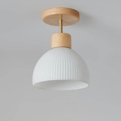 Nordic Glass Half Round 1-Light Semi-Flush Mount Ceiling Light