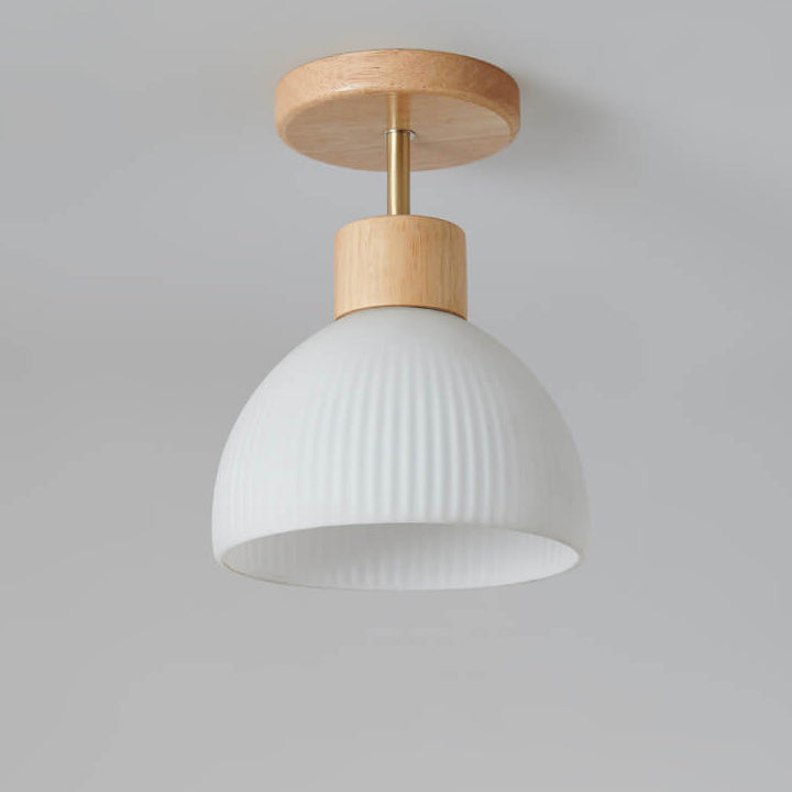 Nordic Glass Half Round 1-Light Semi-Flush Mount Ceiling Light