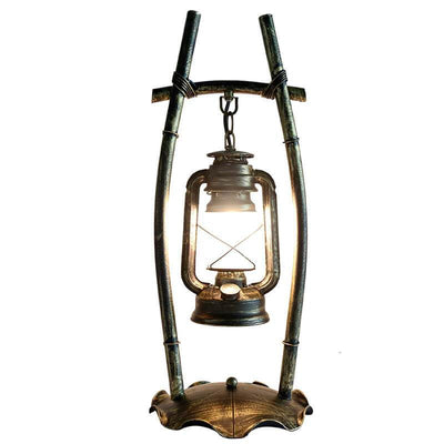 Vintage Antique Kerosene Lamp Iron Glass 1-Light Table Lamp