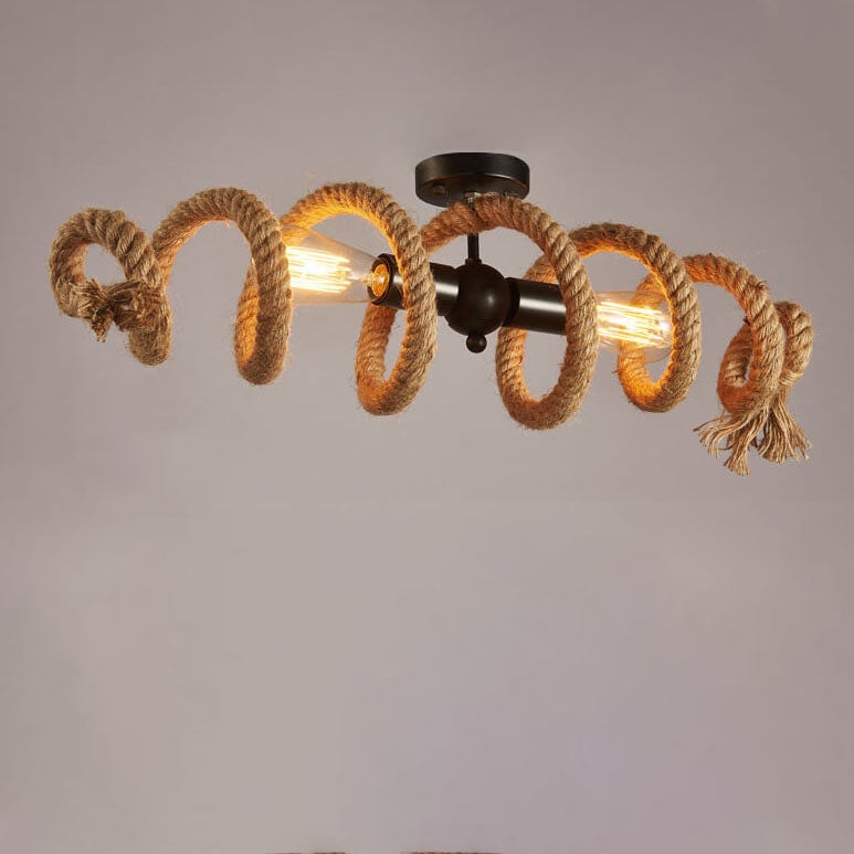 Vintage Weaving Rope Spiral Wave  2-Light Chandelier