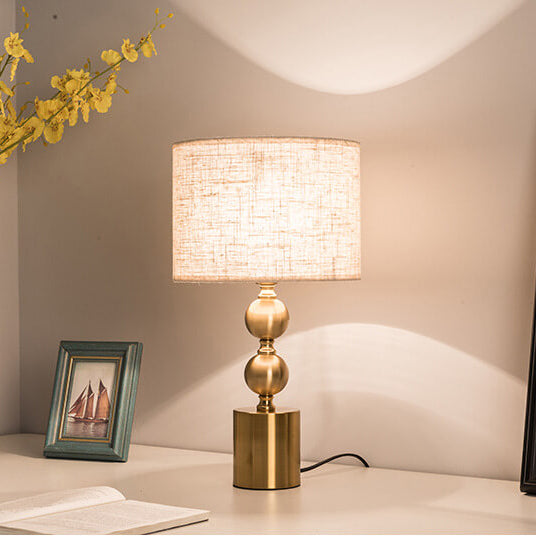 Modern Luxury Fabric Metal Ball Base 1-Light Table Lamp