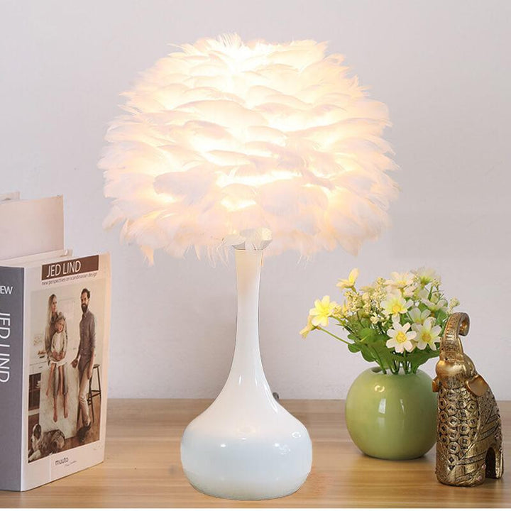 Lampe de Table à Base de Goutte Globe 1 Lumière Moderne Plume 