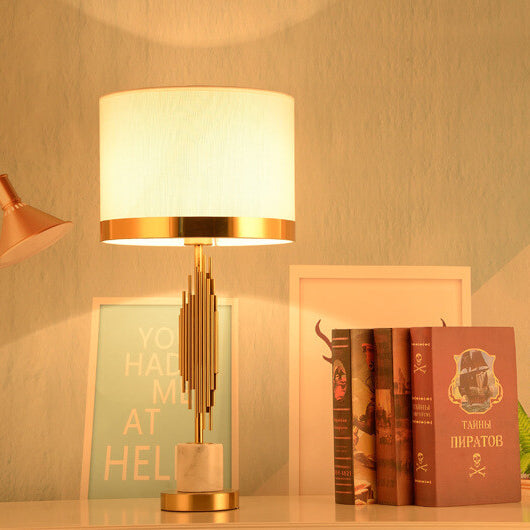 Nordic Luxury Fabric Marble Base 1-Light Table Lamp
