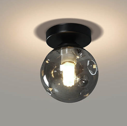 Nordic Glass Orb 1-Light LED Semi-Flush Mount Ceiling Light
