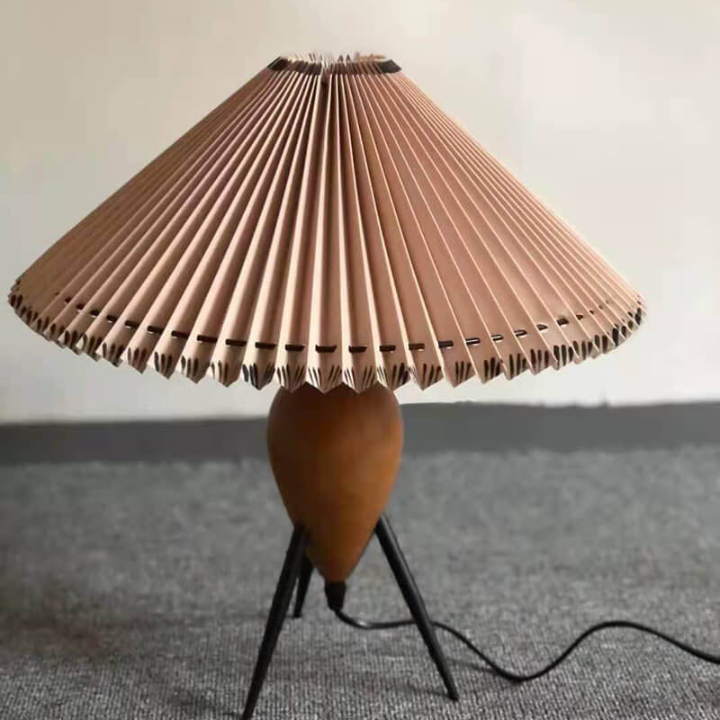 Vintage Bucket Pleated 1-Light Standing Table Lamp