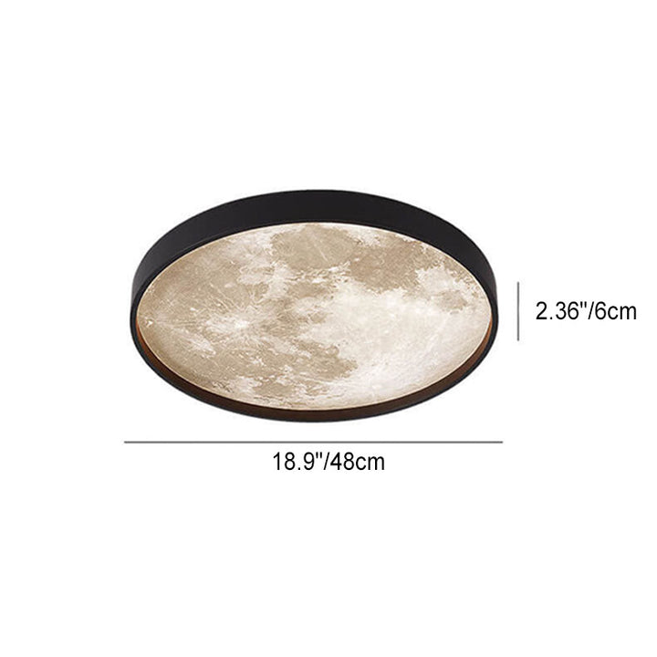 Modern Minimalist Moon Round Iron Acrylic LED Flush Mount Ceiling Light for Living Room