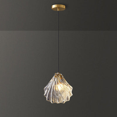 Modern Luxury Glass Shell Brass 1-Light Pendant Light